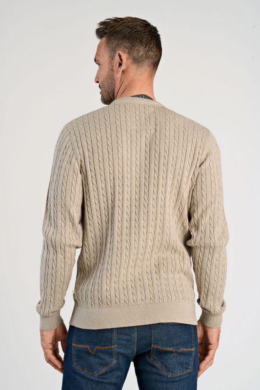 Jack´s O-neck Kable Knit 3-82118 - Faded Sand Mel