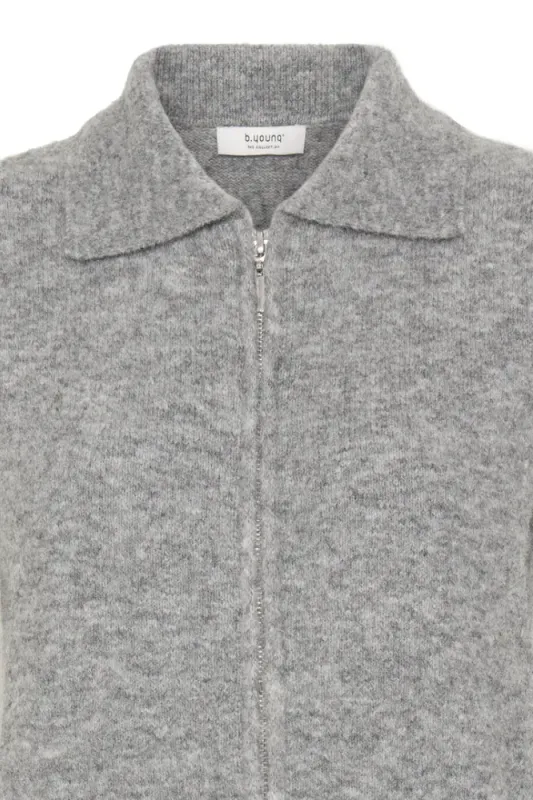 BYOmea Zipper Slipover 20819113 - Mid Grey Melange 200455