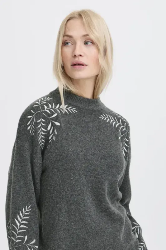 Hovedbilde BYMagge Embroided Jumper 20818186 - Dark Grey 200456