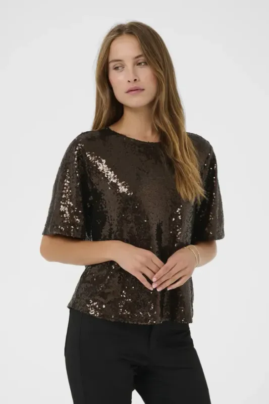Hovedbilde KAMiranda Sequin Blouse 10510898 - Black Koffee 191111