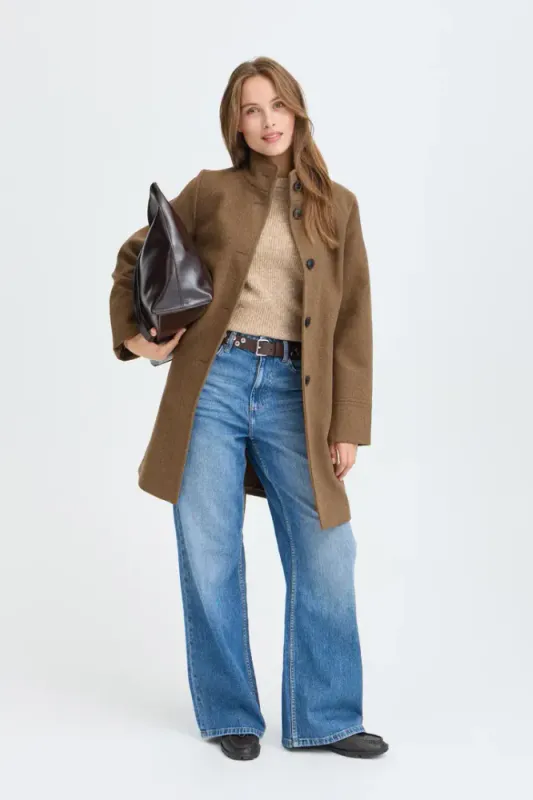 BACalia Mel Cl Coat 20819164  - Sepia Melange 1809281