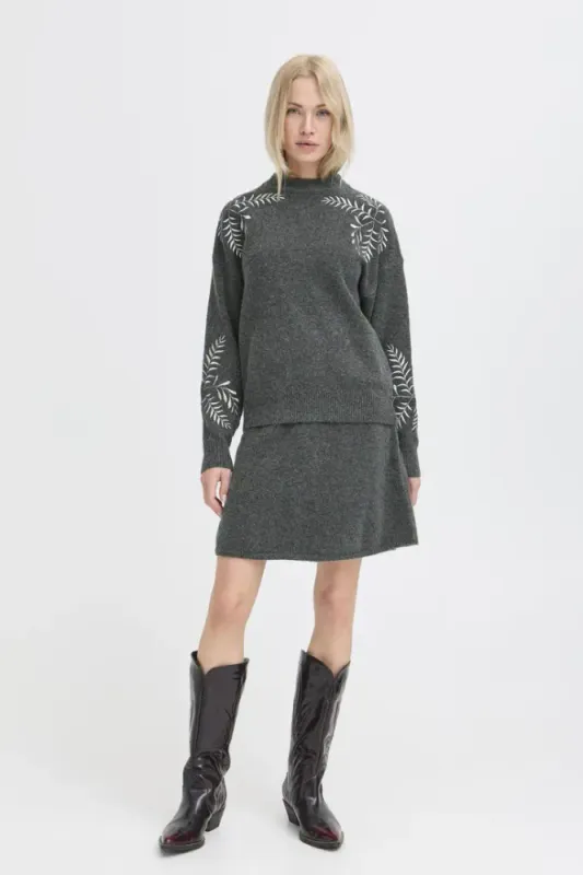 Hovedbilde BYMagge Embroided Jumper 20818186 - Dark Grey 200456