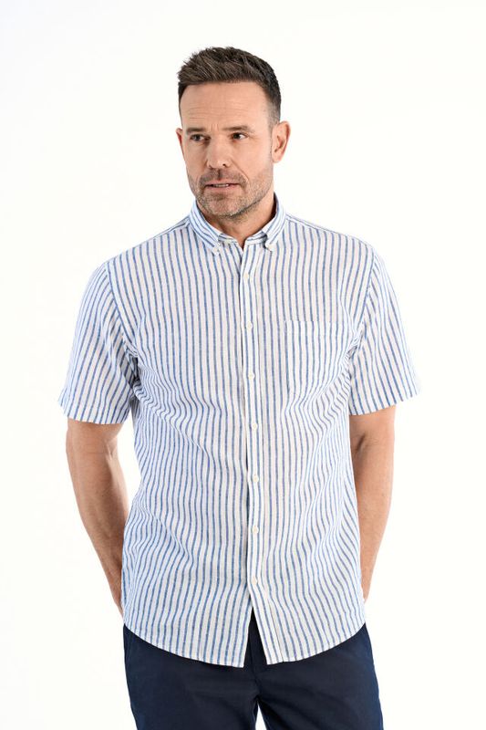 JACK`S Striped Cotton/linen Shirt 3-210151 - White/Blue