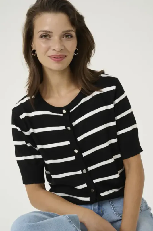 Hovedbilde KALizza Short Sleeve Cardigan 10509797 - Black/White 107263