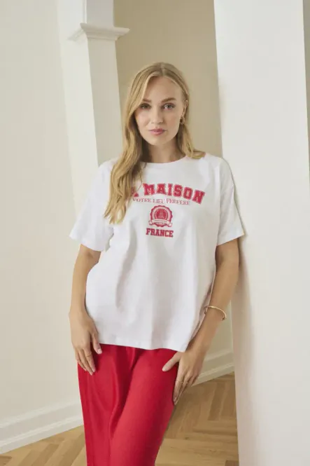 Hovedbilde KAAdelina T-shirt 10510210  - White/Red 107787
