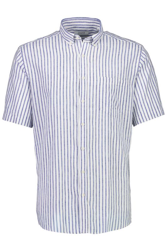 JACK`S Striped Cotton/linen Shirt 3-210151 - White/Blue