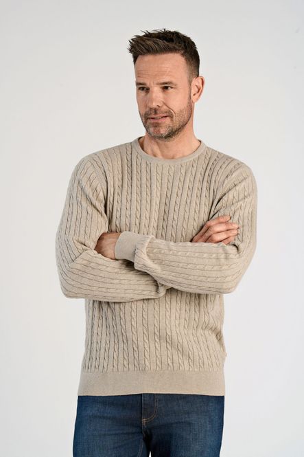 Hovedbilde Jack´s O-neck Kable Knit 3-82118 - Faded Sand Mel