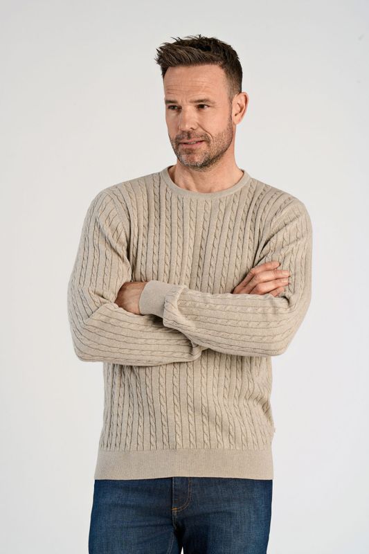 Jack´s O-neck Kable Knit 3-82118 - Faded Sand Mel