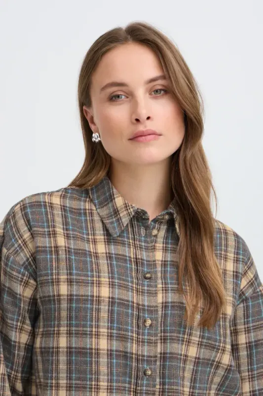 BYFabrice Shirt 20819443 - Grey/ brown Check 900012890
