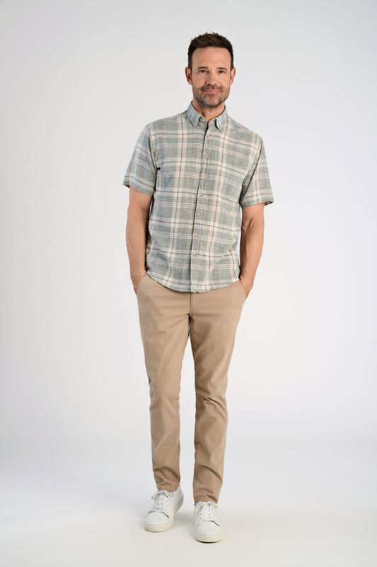 JACK`S Cotton/linen Shirt 3-210135A - Faded Green Mix