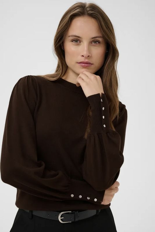 Kalizza rund neck pullover 10512360 - 190915 coffee bean